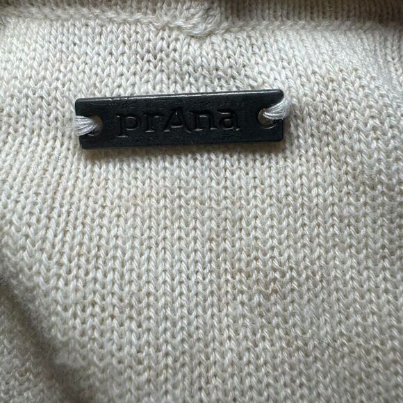 PrAna Women's Cream Open Front Organic Cotton Knit Cardigan Sz XS - Picture 5 of 6